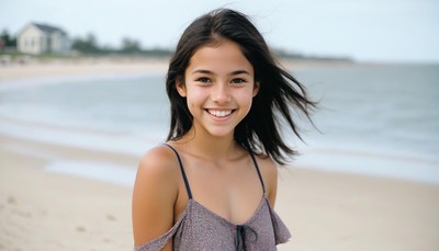 Woman smiling on beach