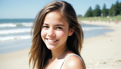 Woman smiling on beach