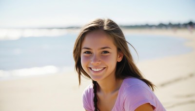 Smiling girl on beach