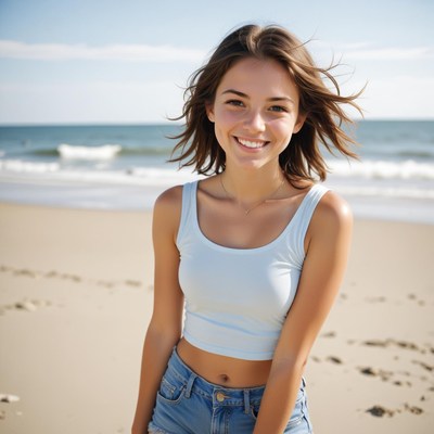 Woman smiling on beach