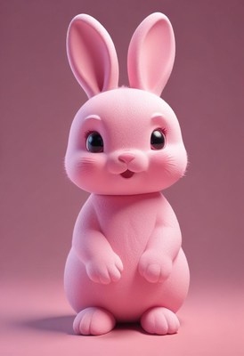 Pink bunny on pink background