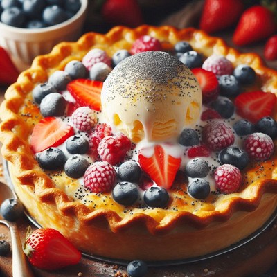 Fruit pie with ice cream