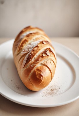 Crusty loaf on white plate