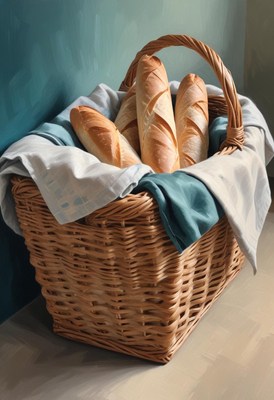 Wicker basket with bread