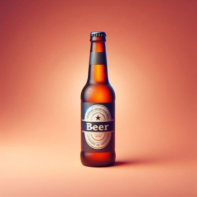 Beer bottle on orange background