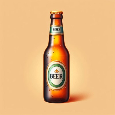 Beer bottle on orange background
