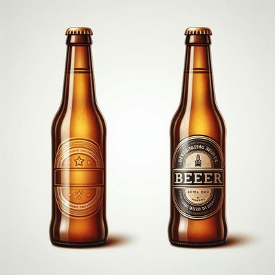 Two brown beer bottles