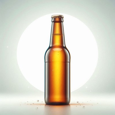 Brown beer bottle on white background