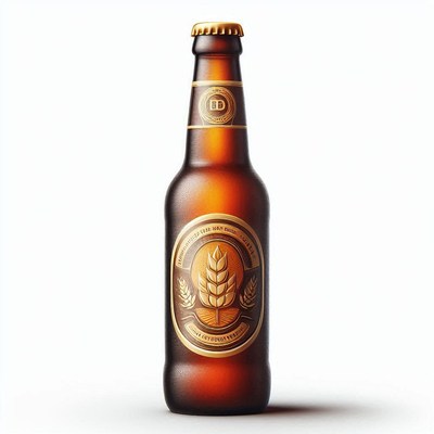 Brown beer bottle with wheat label