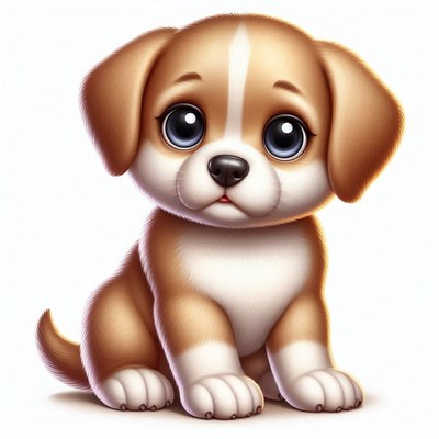 Cute puppy sitting on white background