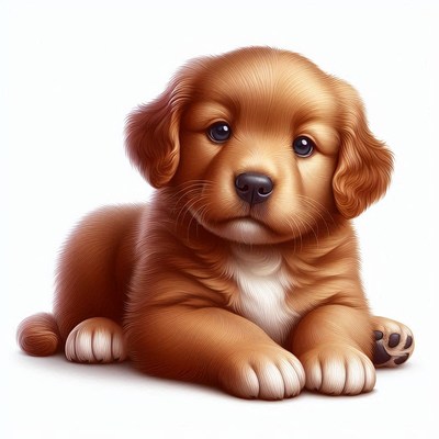 Brown puppy lying down