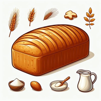 Loaf of bread with ingredients