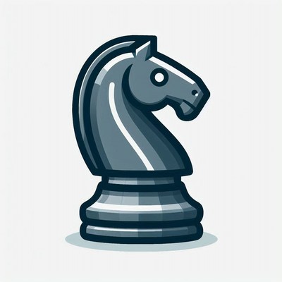 Blue chess knight illustration