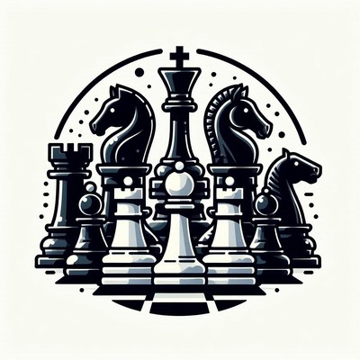 Black and white chess pieces illustration