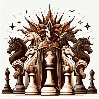 Chess knight with crown