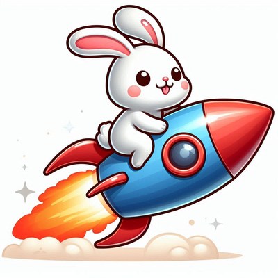 Bunny riding rocket into space