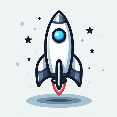 Cartoon rocket launching into space