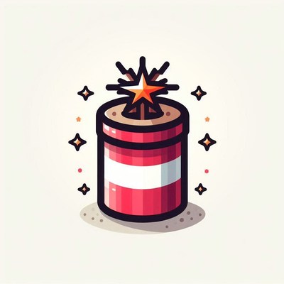 Red firecracker with spark