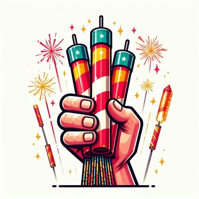 Hand holding fireworks