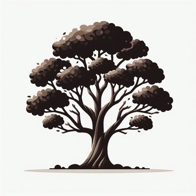 Large tree silhouette on white background