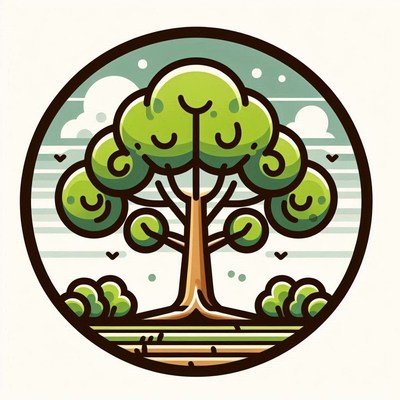 Tree illustration with green leaves