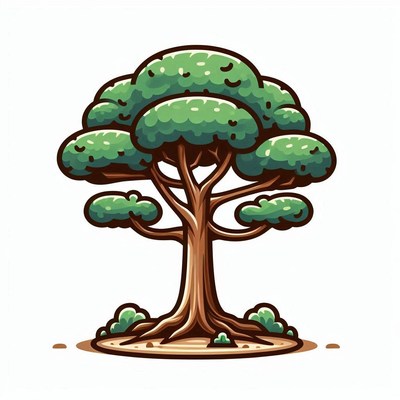 Cartoon green tree illustration