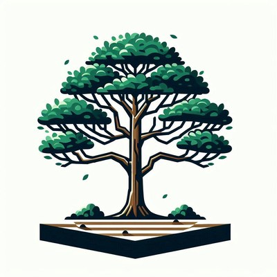 Green tree illustration on a platform