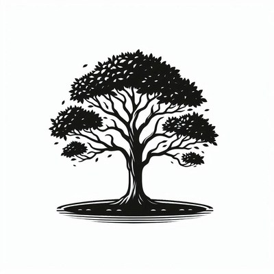 Black and white tree silhouette