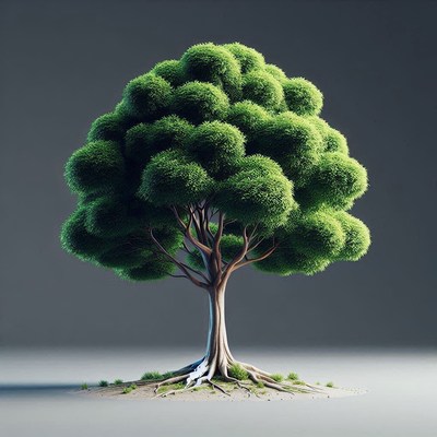 Green tree with rounded canopy