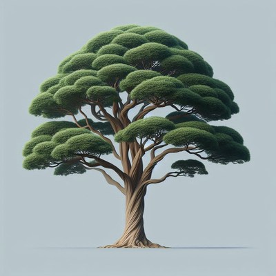 Green tree with twisted trunk