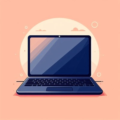 Laptop on pink background