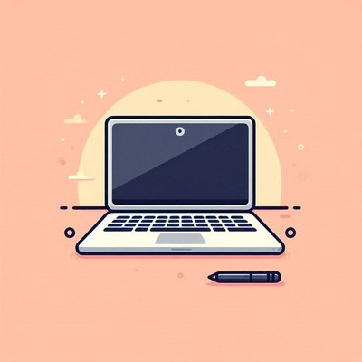 Laptop with stylus on pink background