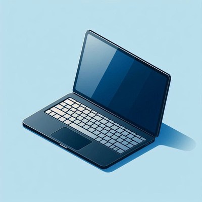Laptop on blue background