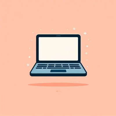 Laptop illustration with pink background