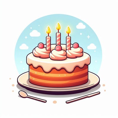 Birthday cake with three candles