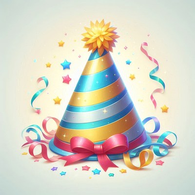 Colorful party hat with confetti