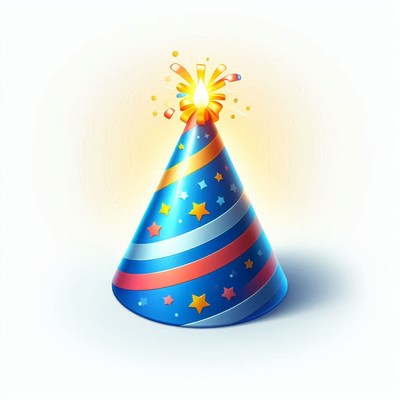 Blue party hat with sparkler