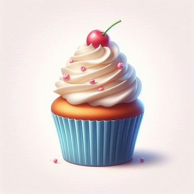 Cherry topped cupcake with sprinkles