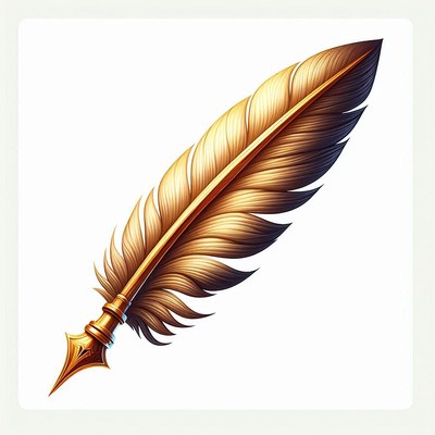Golden quill pen illustration