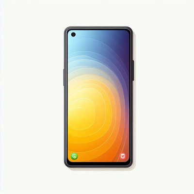 Black smartphone with yellow and blue abstract background