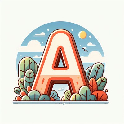 Letter a in summer landscape