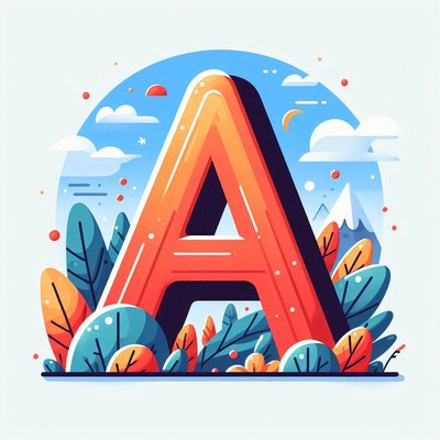 Letter a in a landscape