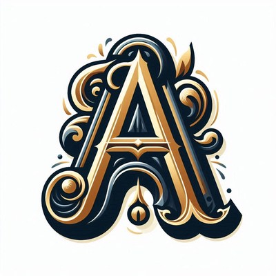 Ornate gold letter a illustration