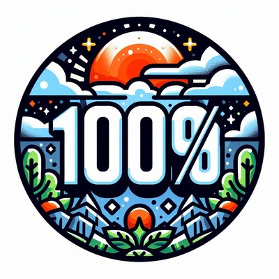 Circular 100% design with sunset