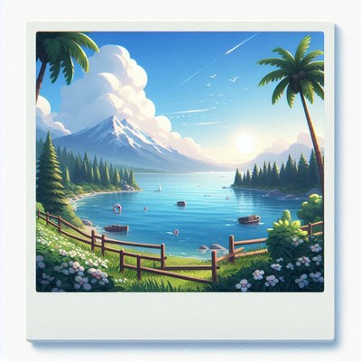 Mountain lake summer scene