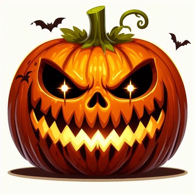 Carved halloween pumpkin with glowing eyes