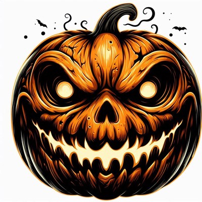Evil jack-o'-lantern with glowing eyes