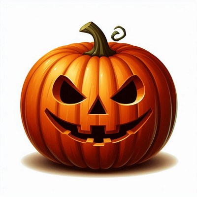 Carved pumpkin with evil grin