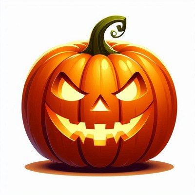 Carved halloween pumpkin with glowing face