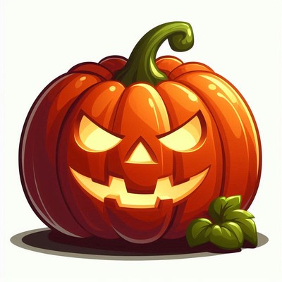 Carved pumpkin with evil grin